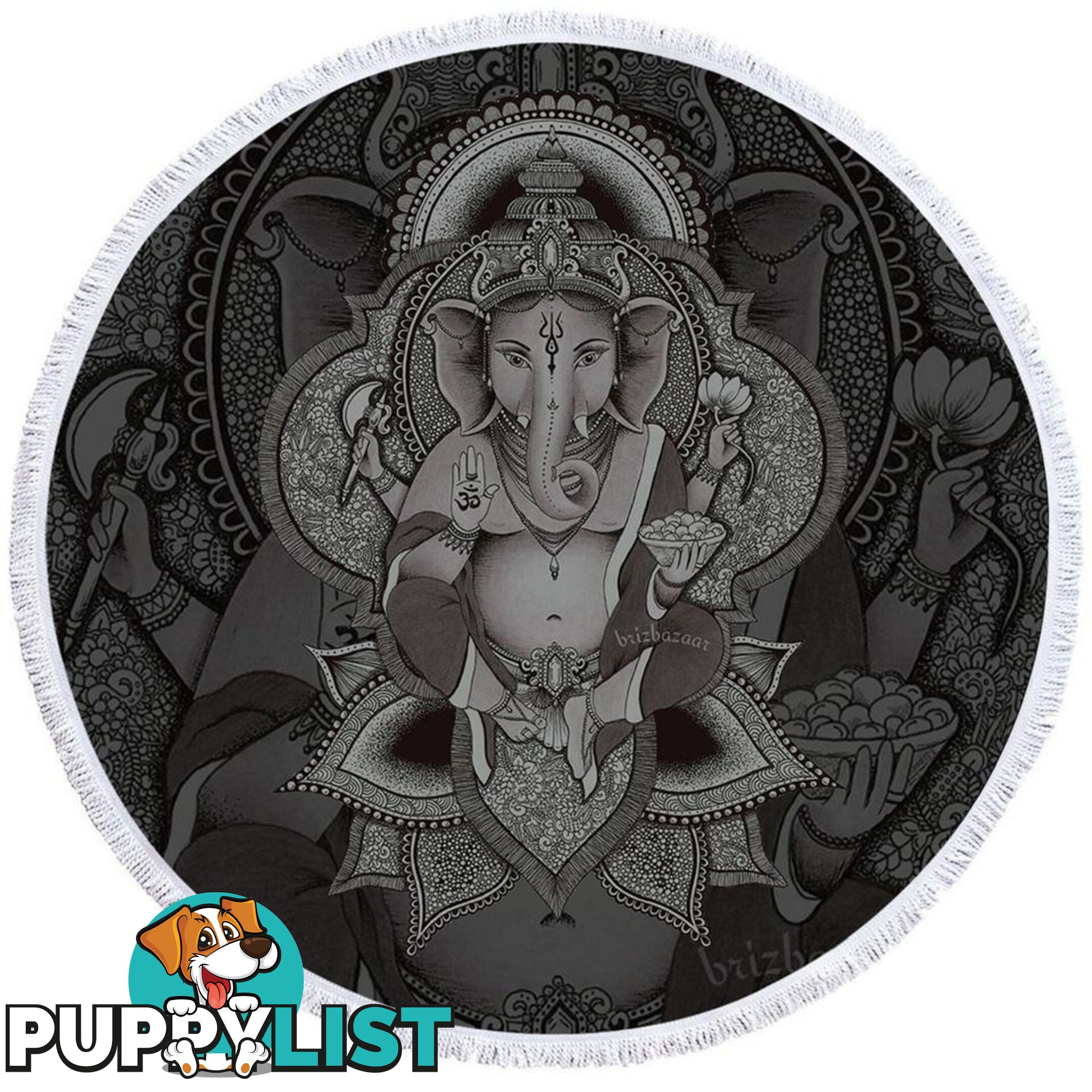 Grey Ganesh Beach Towel - Towel - 7427046325110