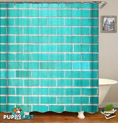 Turquoise Bricks Shower Curtain - Curtains - 7427045967250