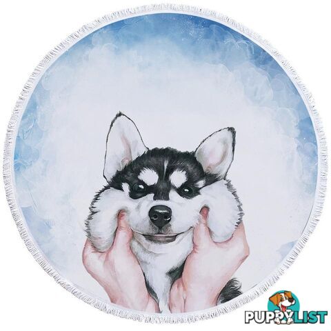 Funny and Cute Husky Beach Towel - Towel - 7427046328524