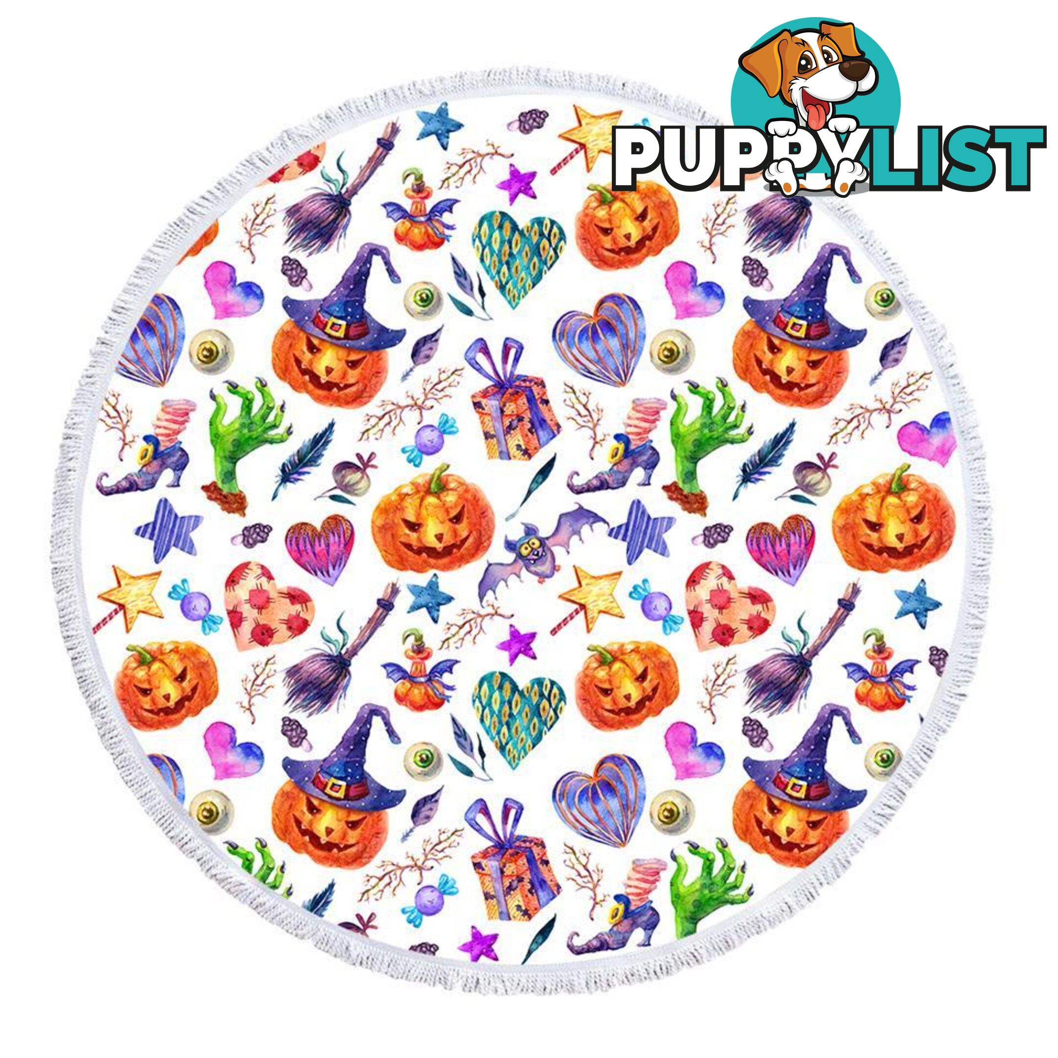 Colorful Halloween Pattern Beach Towel - Towel - 7427046342254