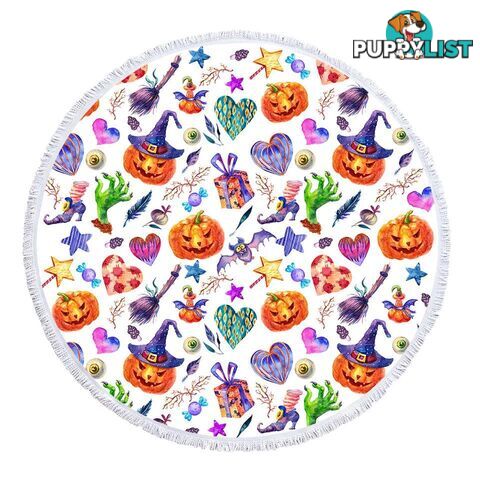 Colorful Halloween Pattern Beach Towel - Towel - 7427046342254