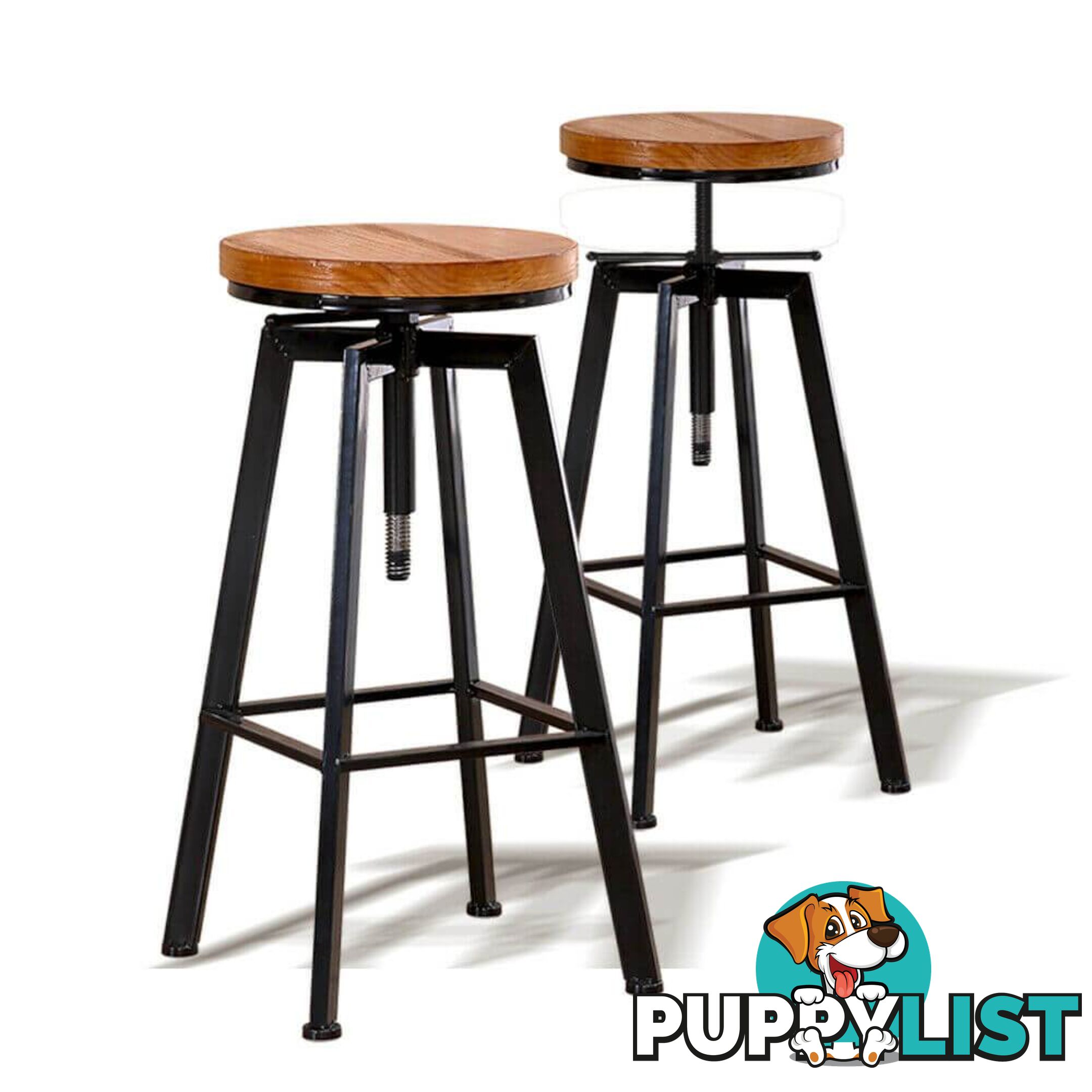 4X Industrial Bar Stools Kitchen Stool Wooden Barstools Swivel Vintage - Unbranded - 787976592158