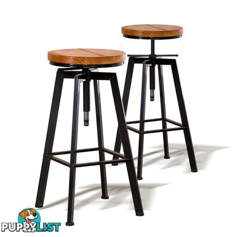 4X Industrial Bar Stools Kitchen Stool Wooden Barstools Swivel Vintage - Unbranded - 787976592158