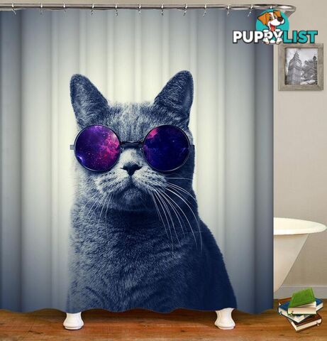 Space Glasses Cat 2 Shower Curtain - Curtain - 7427046036740