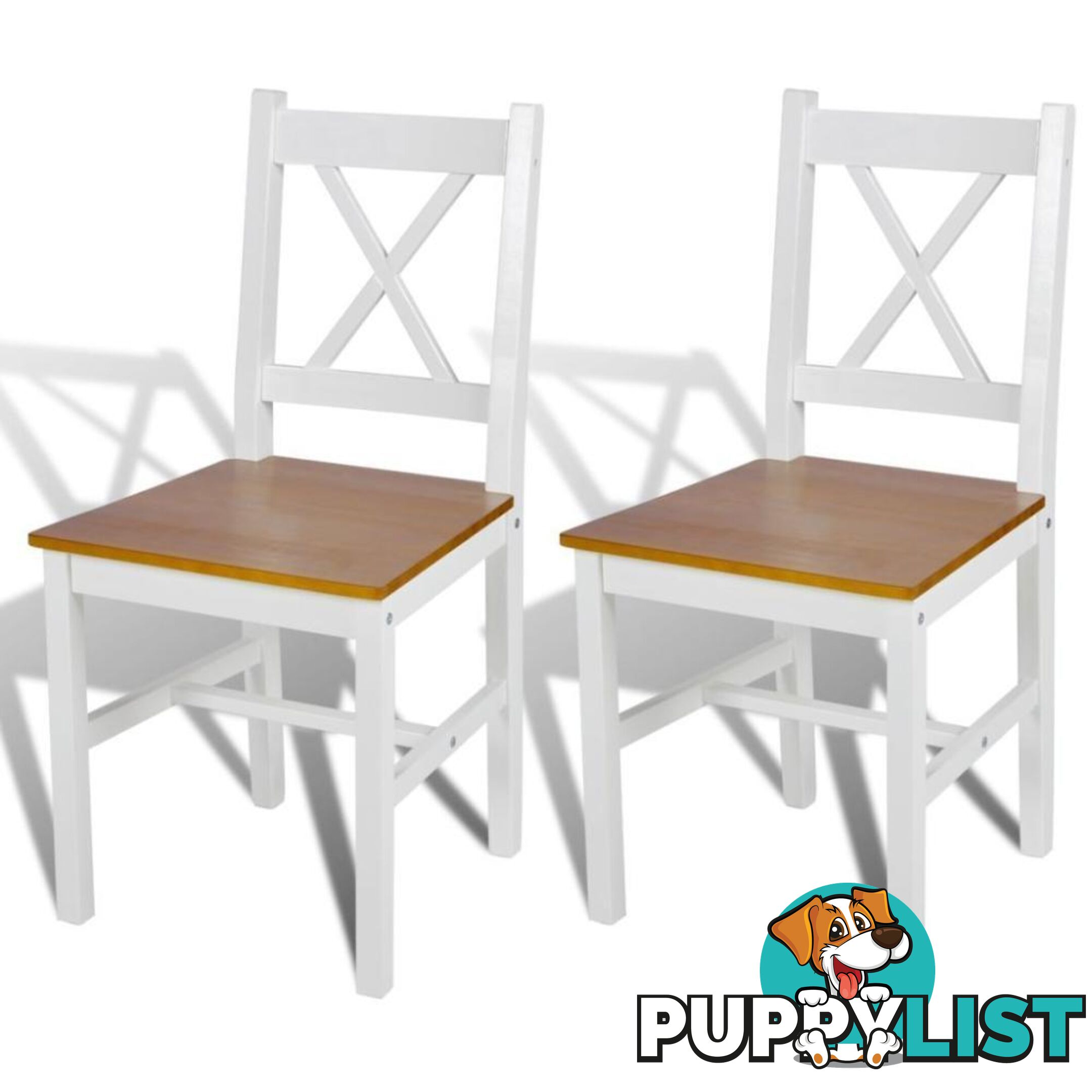 Wood Dining Chairs (2 Pcs) - White/Natural - Unbranded - 4326500432360