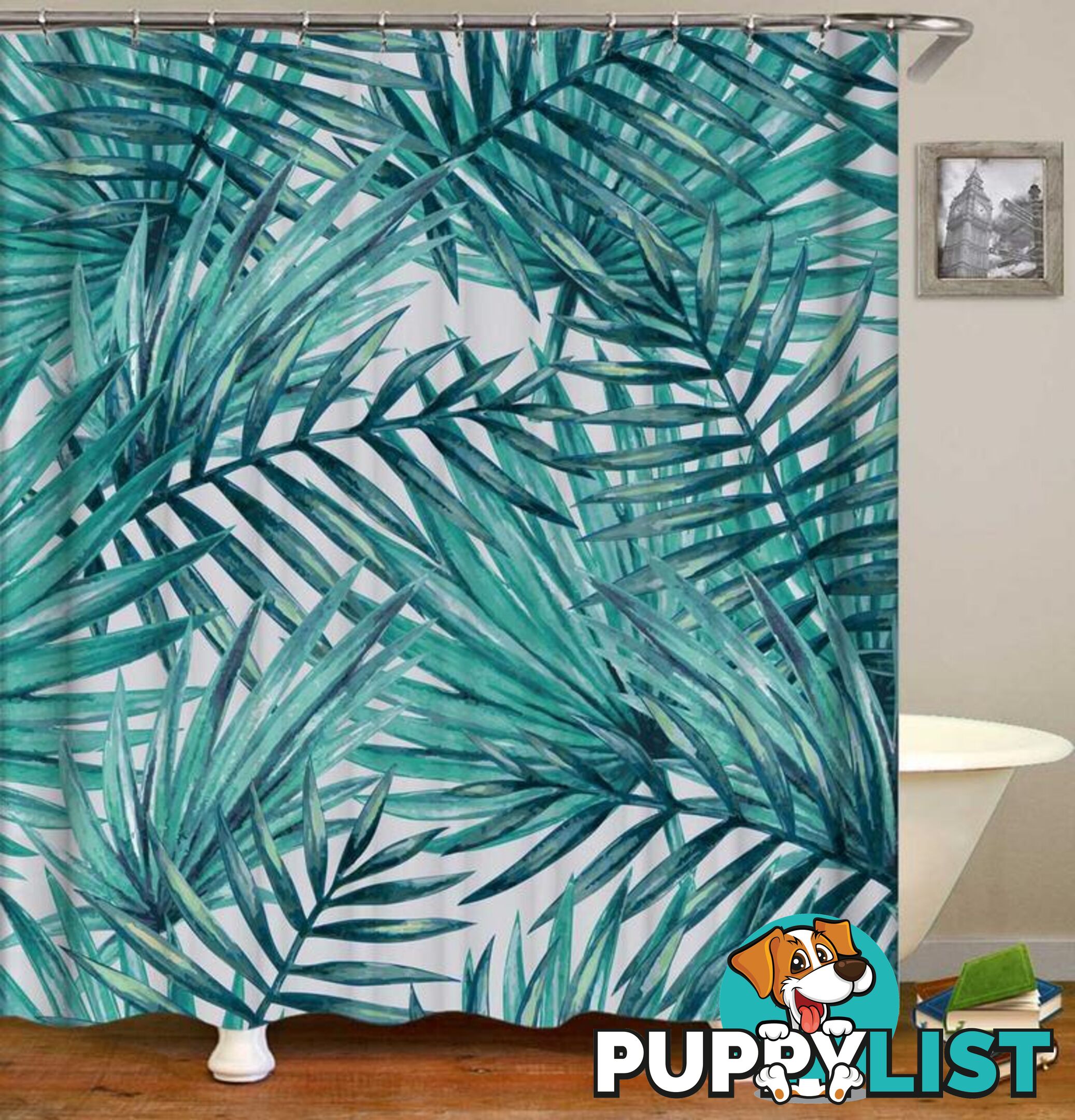 Palm Leaves Painting Shower Curtain - Curtain - 7427046097826