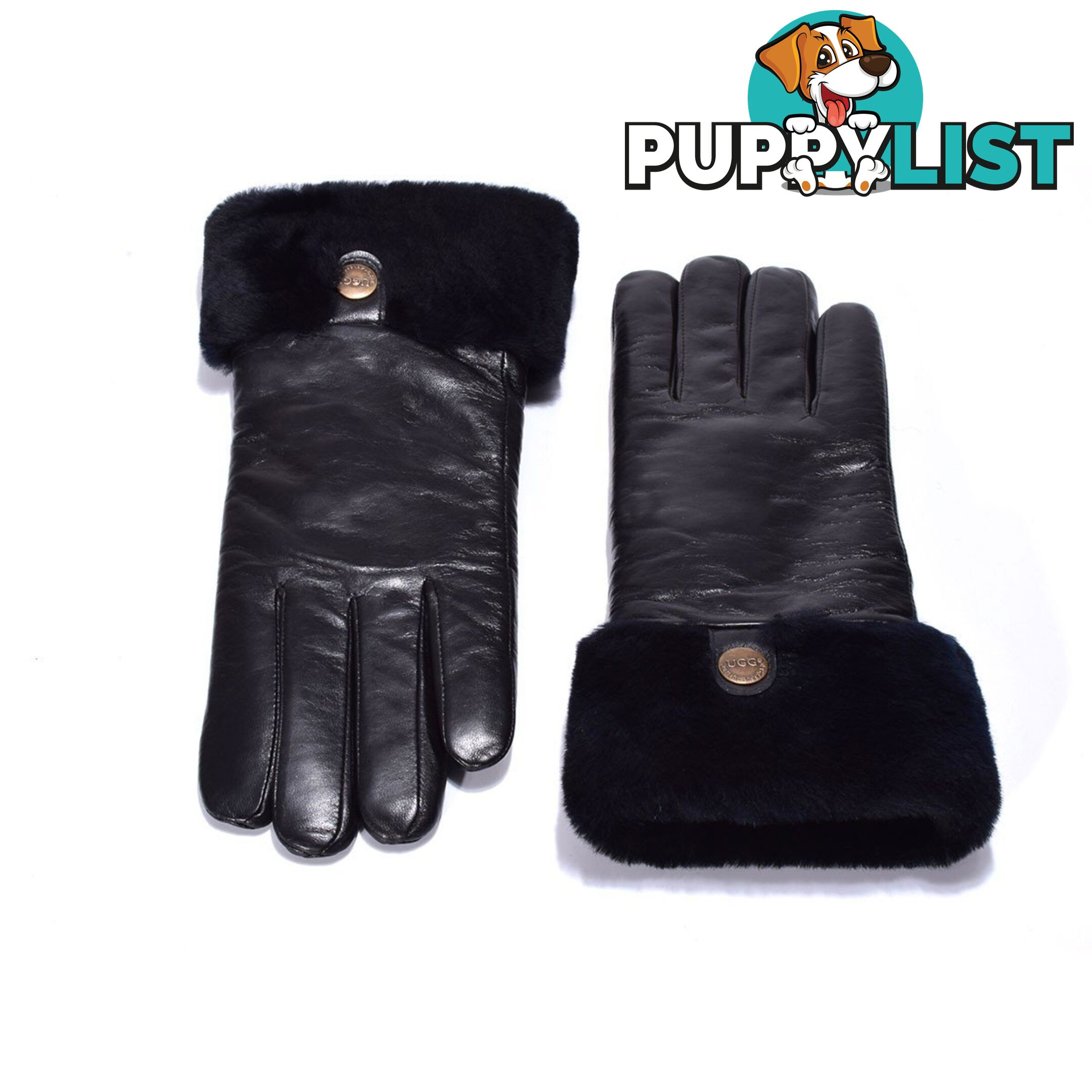 UGG Australian Sheepskin Leather Gloves Black Womens (Chloe) - UGG - 822427510043