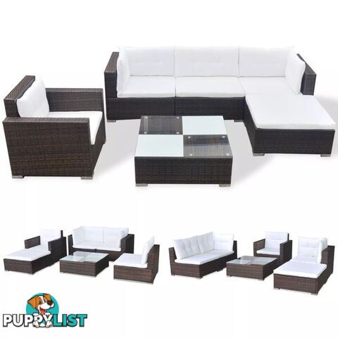 Garden Sofa Poly Rattan Set (17 Pcs) - Brown - Unbranded - 4326500416704