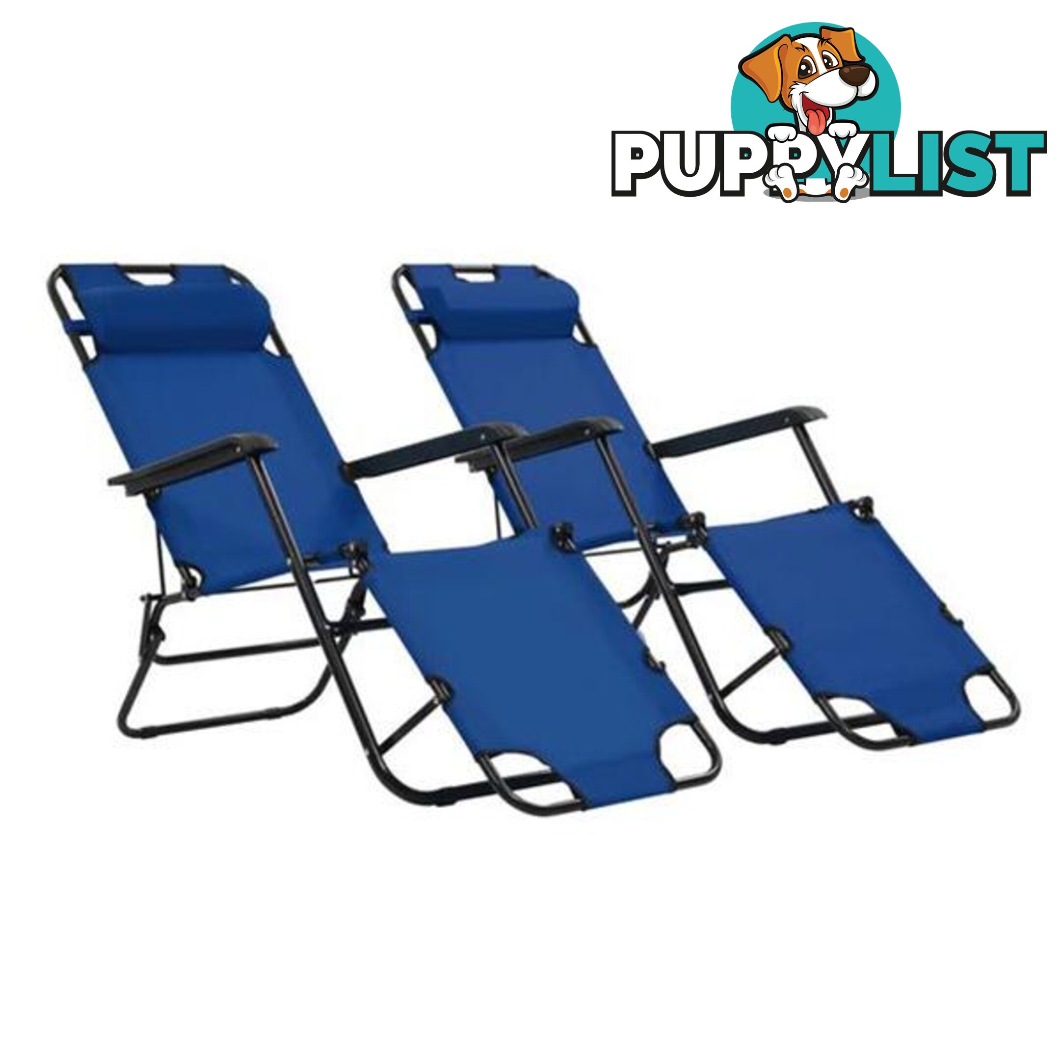 Folding Sun Loungers 2 Pcs With Footrests Steel - Unbranded - 8718475621423