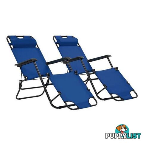 Folding Sun Loungers 2 Pcs With Footrests Steel - Unbranded - 8718475621423