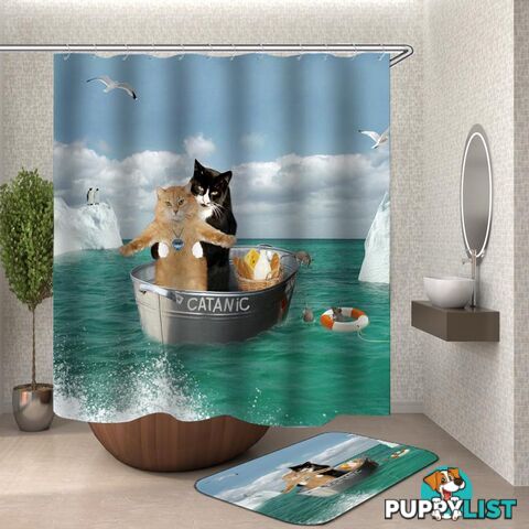 âCatanicâ Funny Cats Shower Curtain - Curtain - 7427046106405