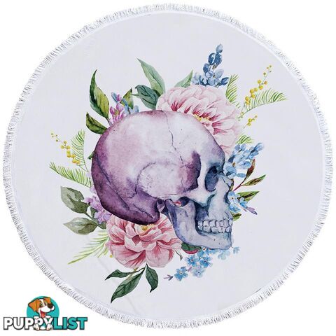 Floral Human Skull Beach Towel - Towel - 7427046308397