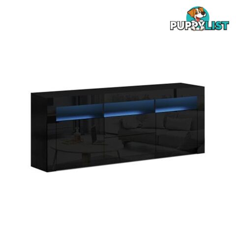 Tv Cabinet Entertainment Unit Stand Rgb Led Gloss Drawers 160 Cm Black - Artiss - 9355720050929