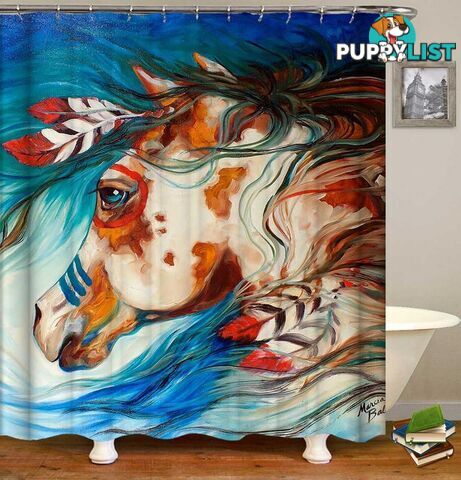 Native Horse Painting Shower Curtain - Curtain - 7427046092401