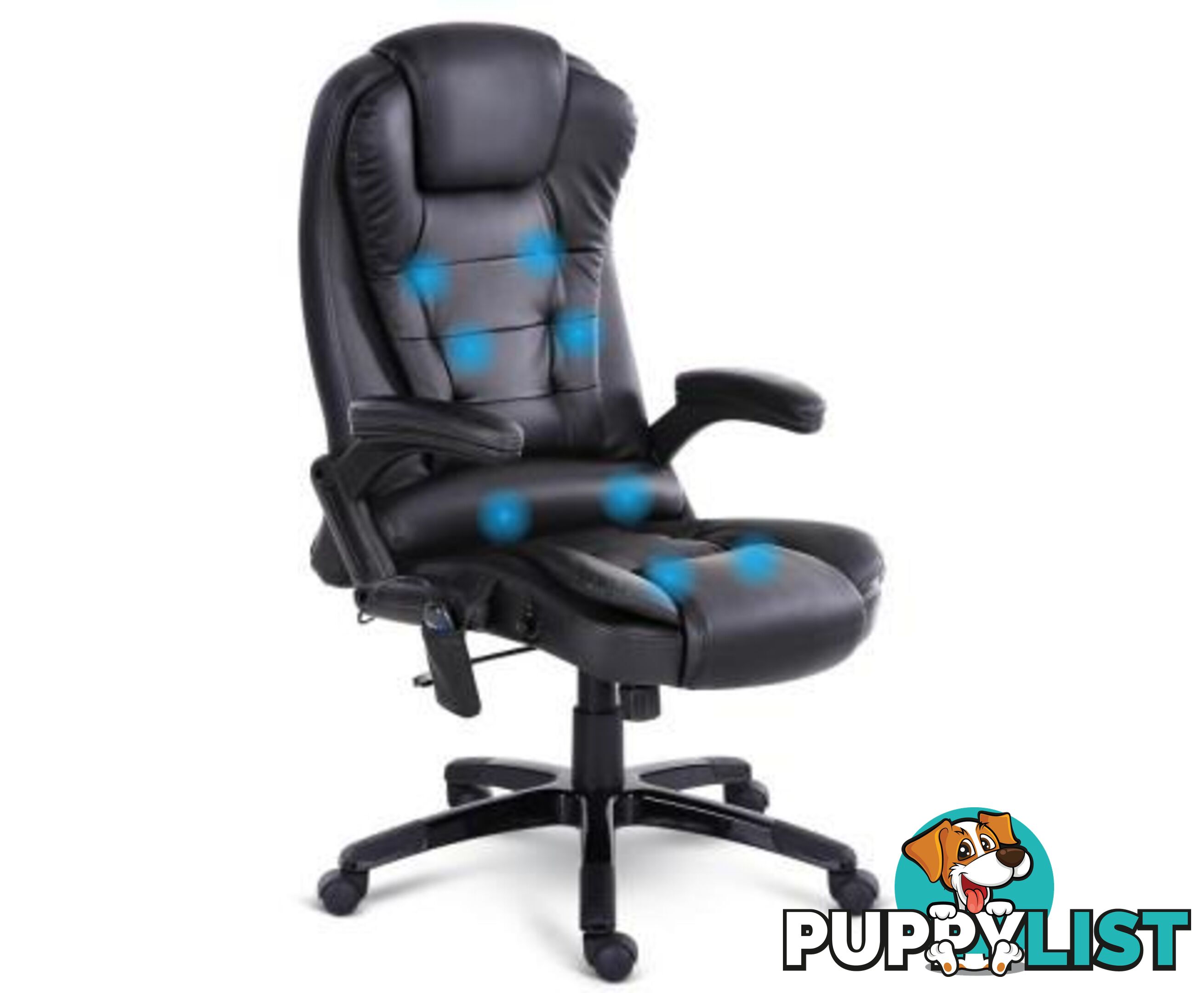 8 Point Massage Executive PU Leather Office Chair Black - Unbranded - 4326500250544