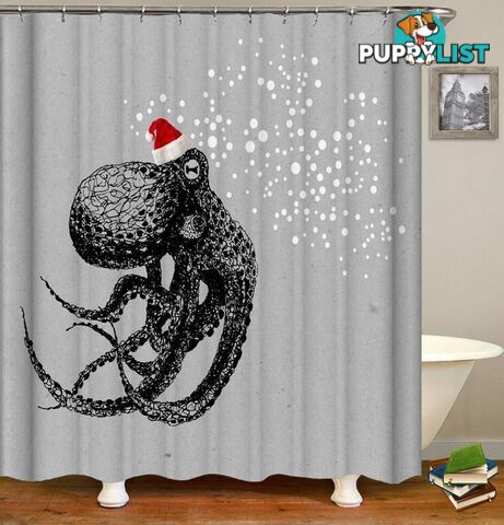 Christmas Spirit Octopus Shower Curtain - Curtains - 7427045948563