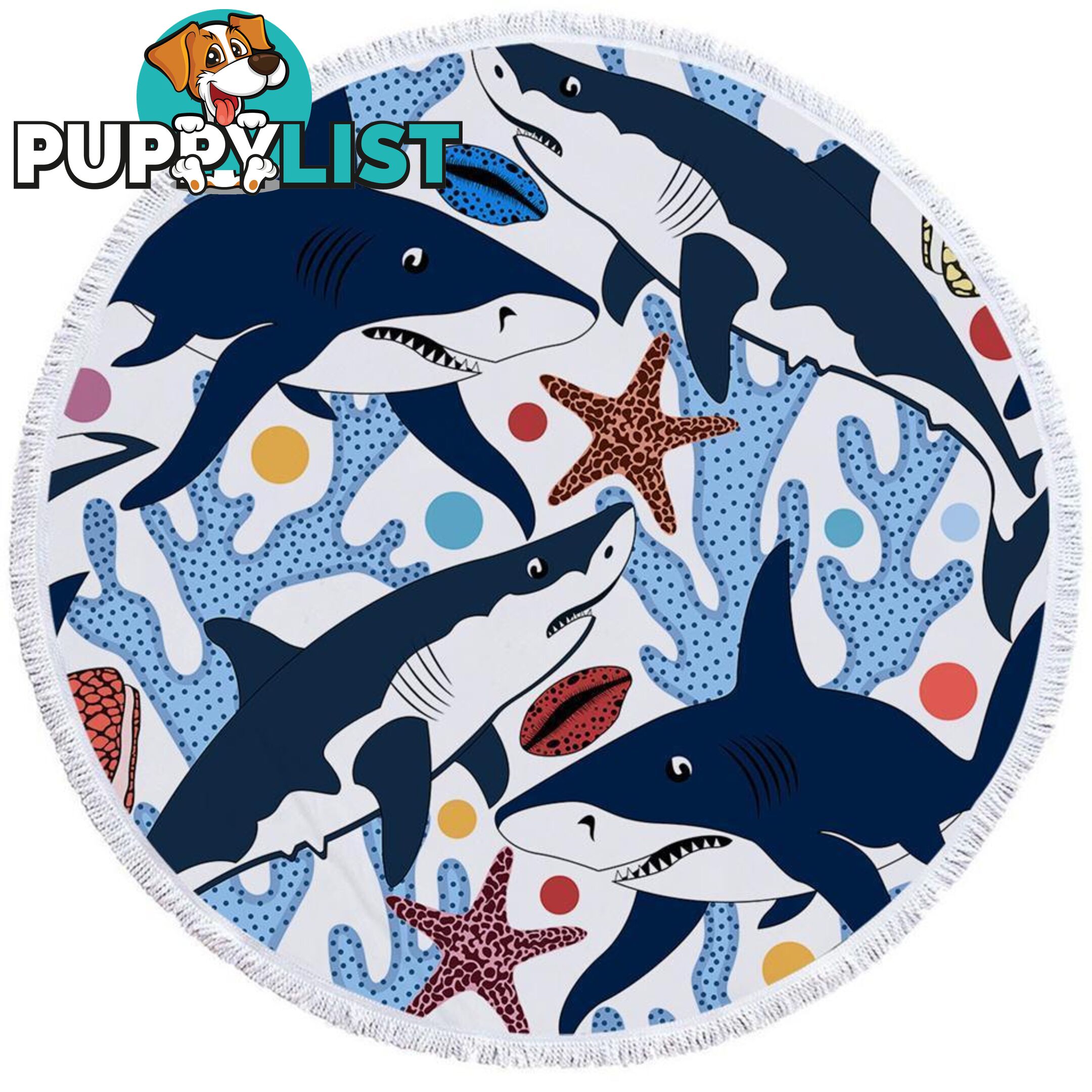 Coral and Sharks Beach Towel - Towel - 7427046304665