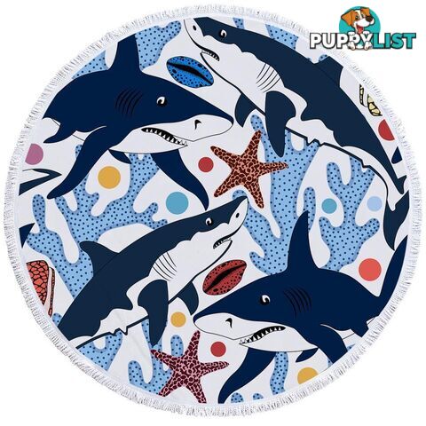 Coral and Sharks Beach Towel - Towel - 7427046304665