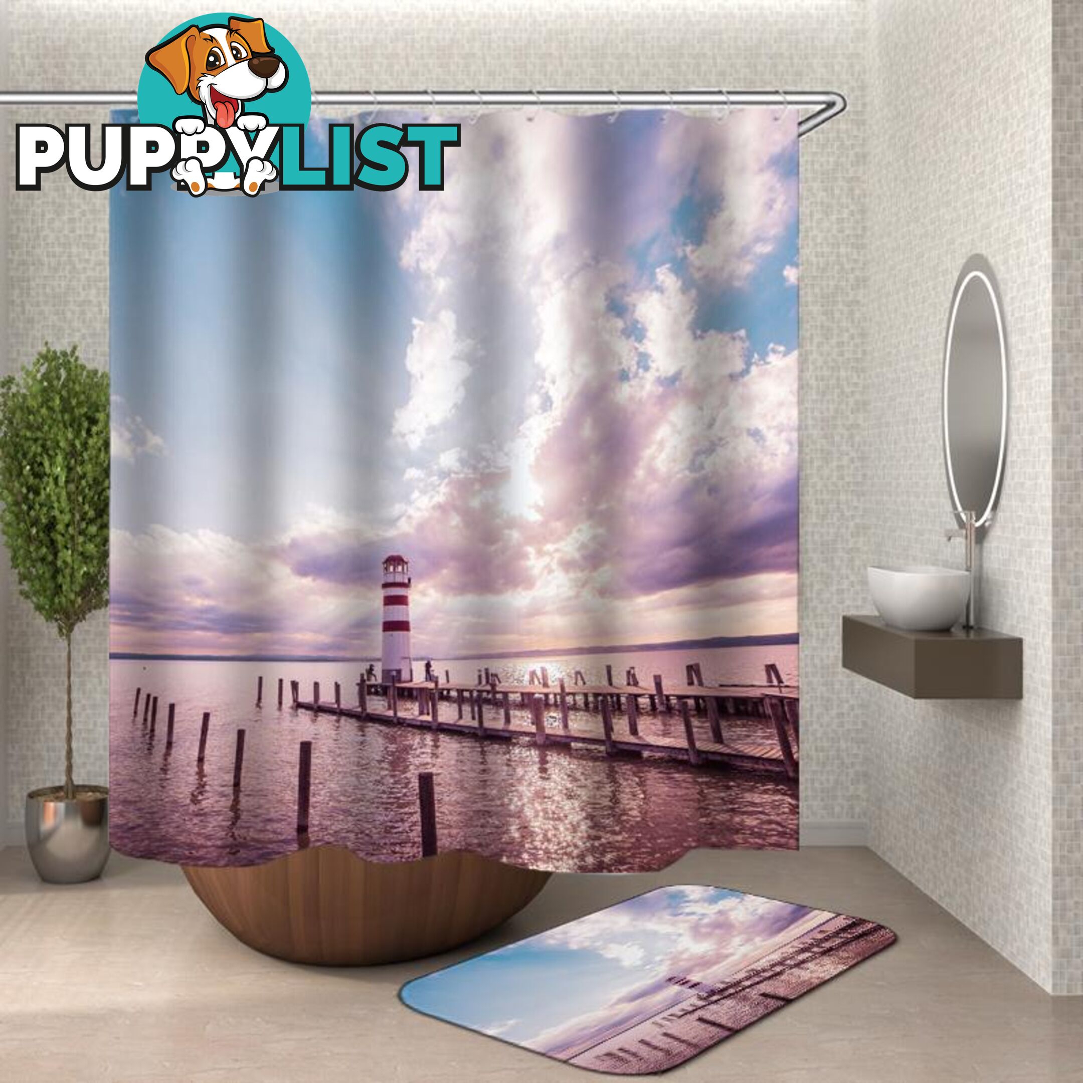 Lighthouse On The Horizon Shower Curtain - Curtain - 7427046108201