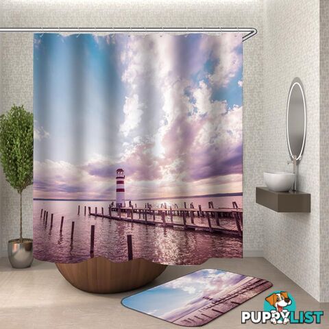 Lighthouse On The Horizon Shower Curtain - Curtain - 7427046108201