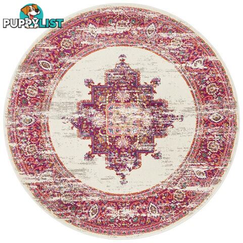 Babylon Round Faded Pink Rug - Unbranded - 9375321876209