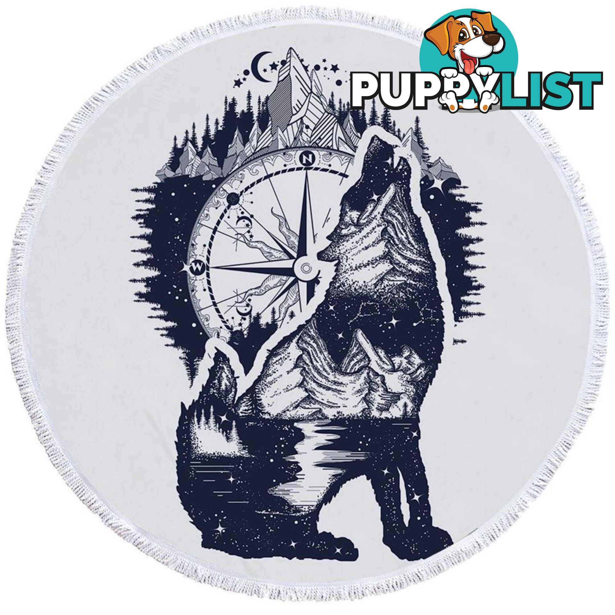 Nautical Wolf Beach Towel - Towel - 7427046309271