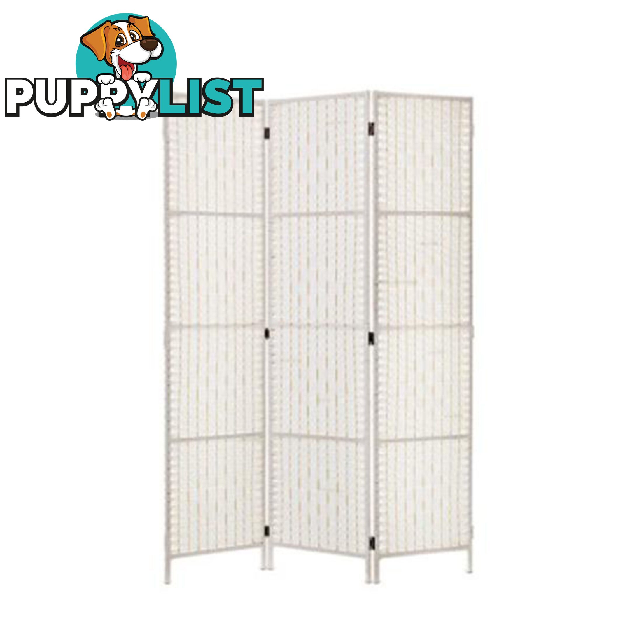 Room Divider Screen Privacy Rattan Timber Fold Woven Stand White - Artiss - 9355720068665