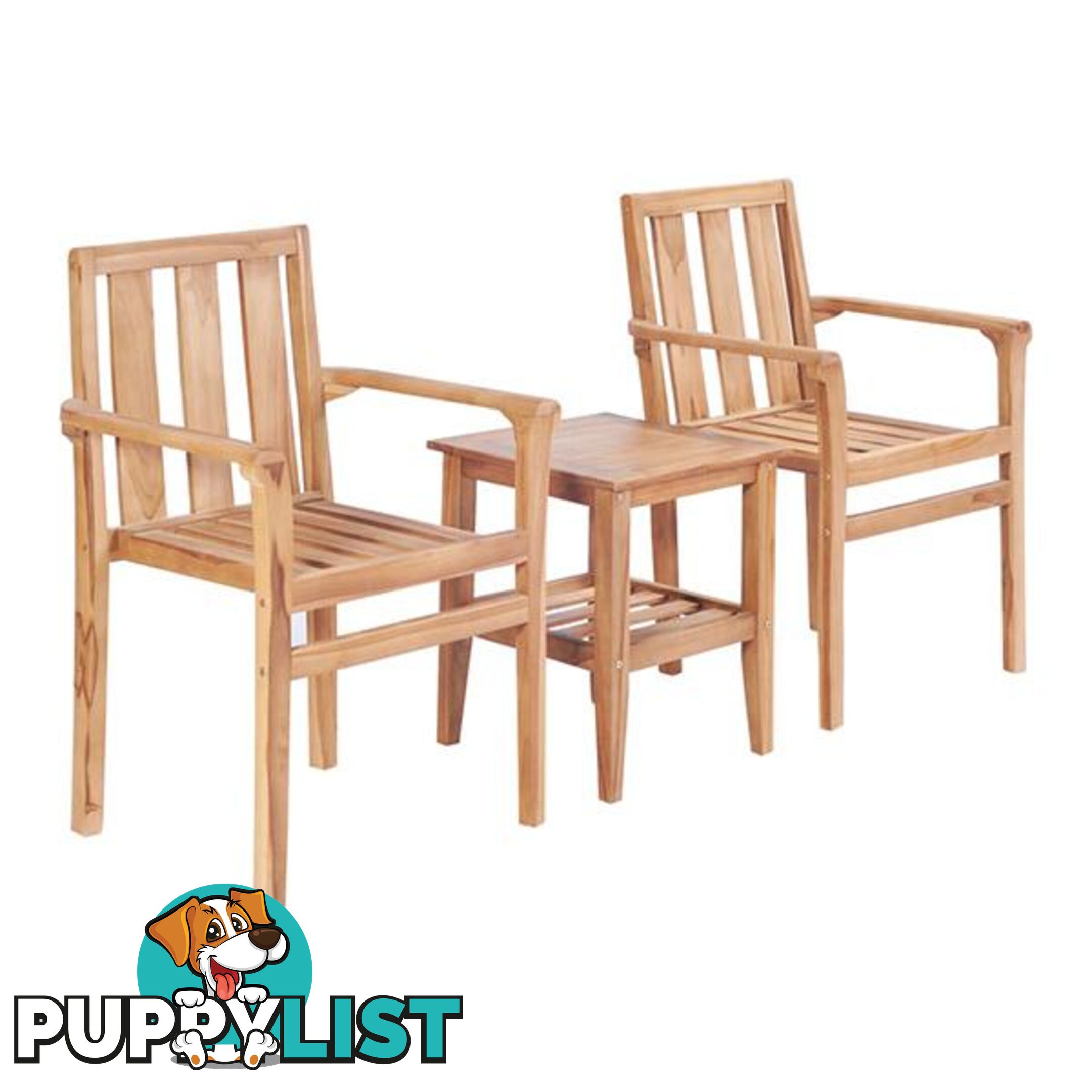 3 Piece Bistro Set Solid Teak - Unbranded - 7427046257619