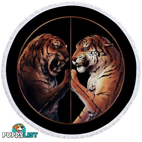 Tigers Fight Beach Towel - Towel - 7427046329316