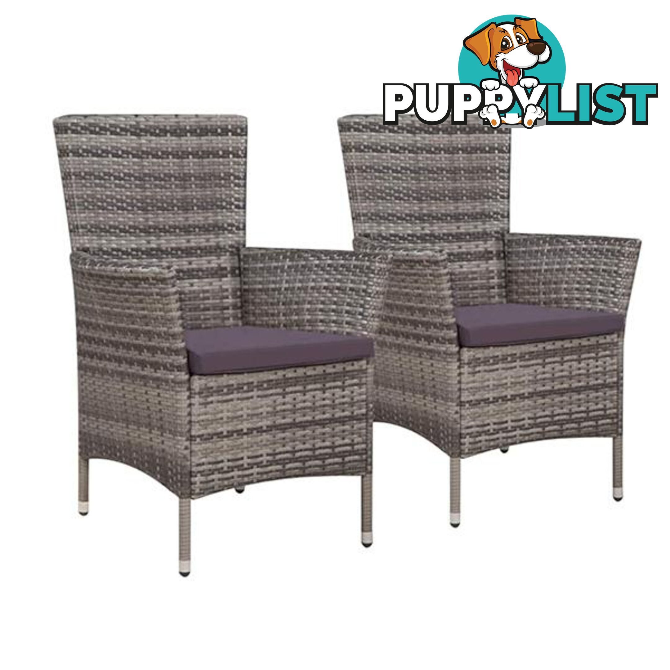 Garden Chairs 2 Pcs With Cushions Poly Rattan Grey - Unbranded - 7427005878879