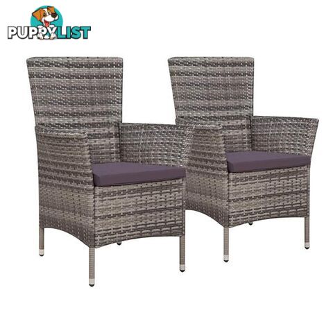 Garden Chairs 2 Pcs With Cushions Poly Rattan Grey - Unbranded - 7427005878879