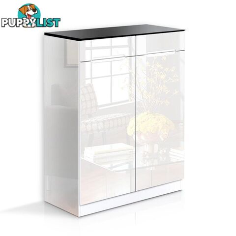 High Gloss Shoe Cabinet Rack Black / White - Artiss - 4344744420110