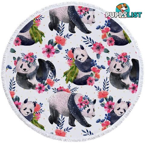 Floral Pandas Beach Towel - Towel - 7427046305846