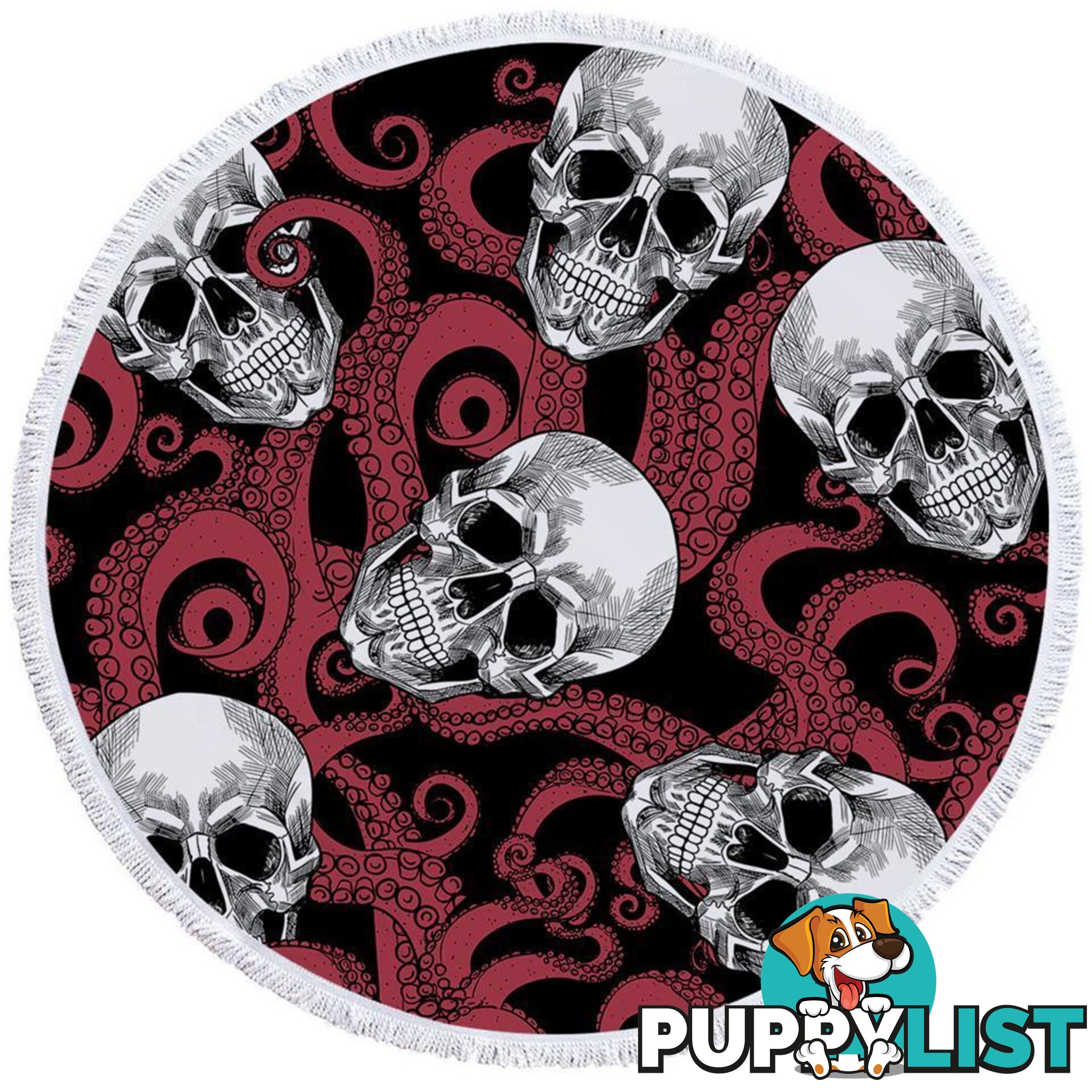 Skulls and Octopus Beach Towel - Towel - 7427046322027