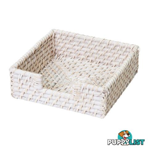 Pacifica Rattan Napkin Holder Square 18cm White Wash - Unbranded - 7427046153522