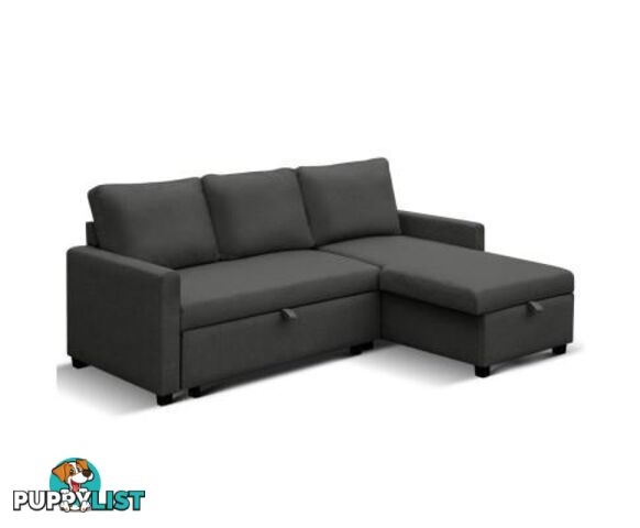 3 Seater Sofa Bed Storage Corner Fabric Lounge Chaise Couch Charcoal - Artiss - 9350062230886