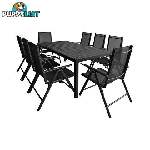 9 Piece Outdoor Dining Set Aluminum And Wpc Black - Unbranded - 8718475503767