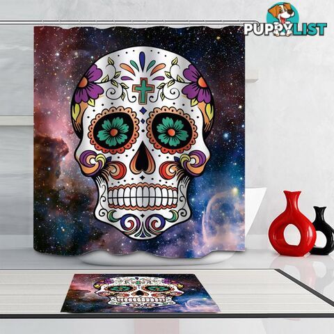 Space Sugar Skull Shower Curtain - Curtain - 7427045926288