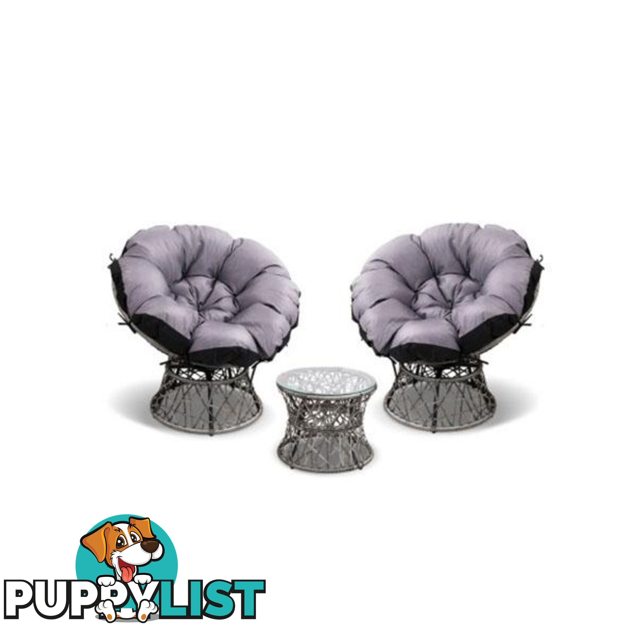 Papasan Chair and Side Table Set - Gardeon - 9350062197714