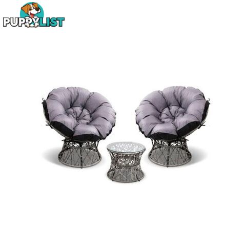 Papasan Chair and Side Table Set - Gardeon - 9350062197714