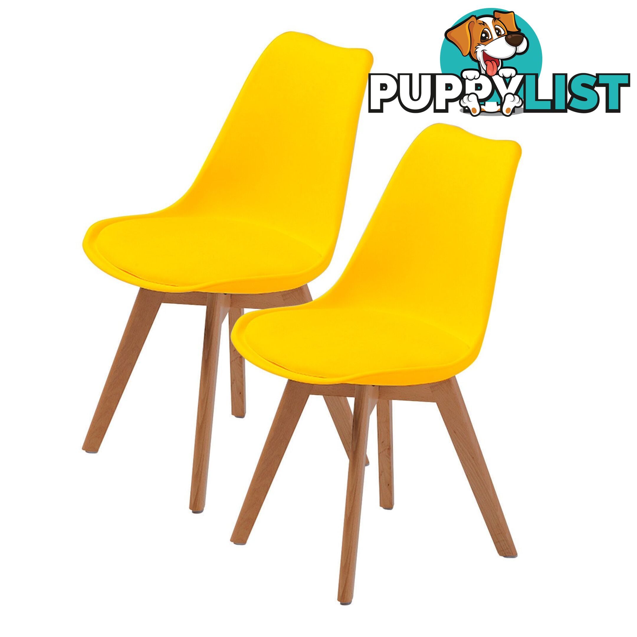 Eames PU Padded Dining Chair (2 Pcs) - Yellow - Unbranded - 9352338006096