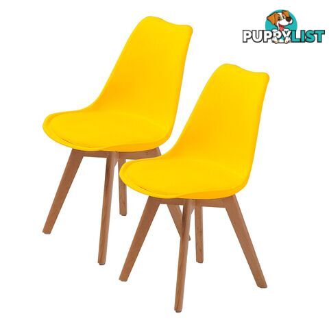 Eames PU Padded Dining Chair (2 Pcs) - Yellow - Unbranded - 9352338006096