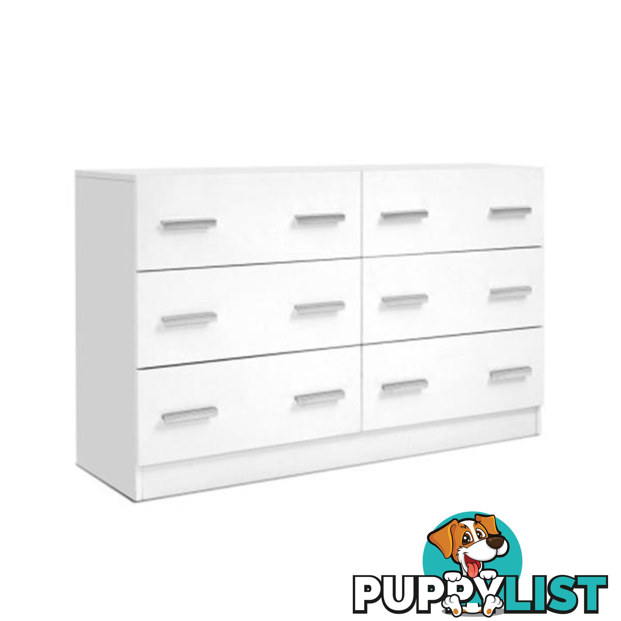 6 Chest of Drawers Cabinet Dresser Tallboy Storage Bedroom White - Artiss - 9350062272848