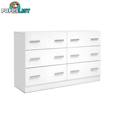 6 Chest of Drawers Cabinet Dresser Tallboy Storage Bedroom White - Artiss - 9350062272848