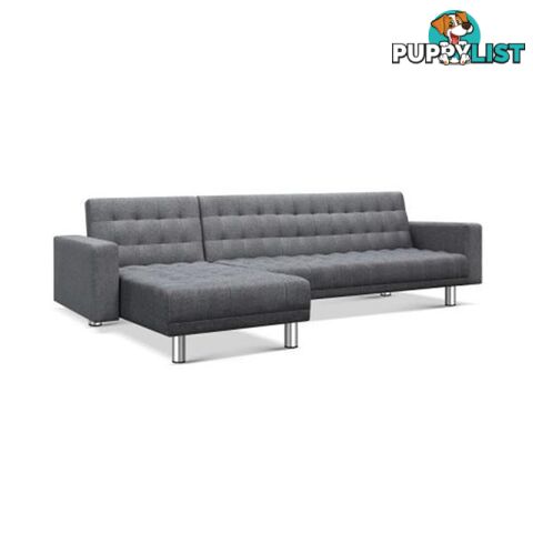 Artiss Modular Fabric Sofa Bed Grey - Artiss - 7427046191647