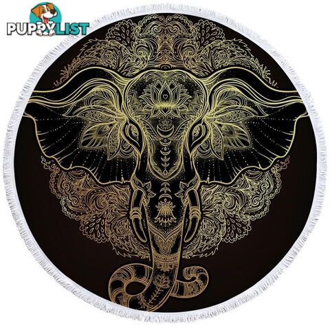 Golden Indian Elephant Beach Towel - Towel - 7427046330848