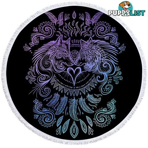 Purplish and Blue Wolfs Over Black Beach Towel - Towel - 7427046329095