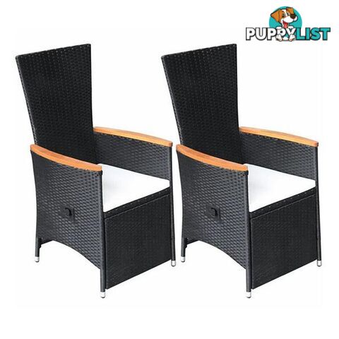 Reclining Garden Chairs With Cushions Pe Rattan Black 2 Pcs - Unbranded - 8719883731353