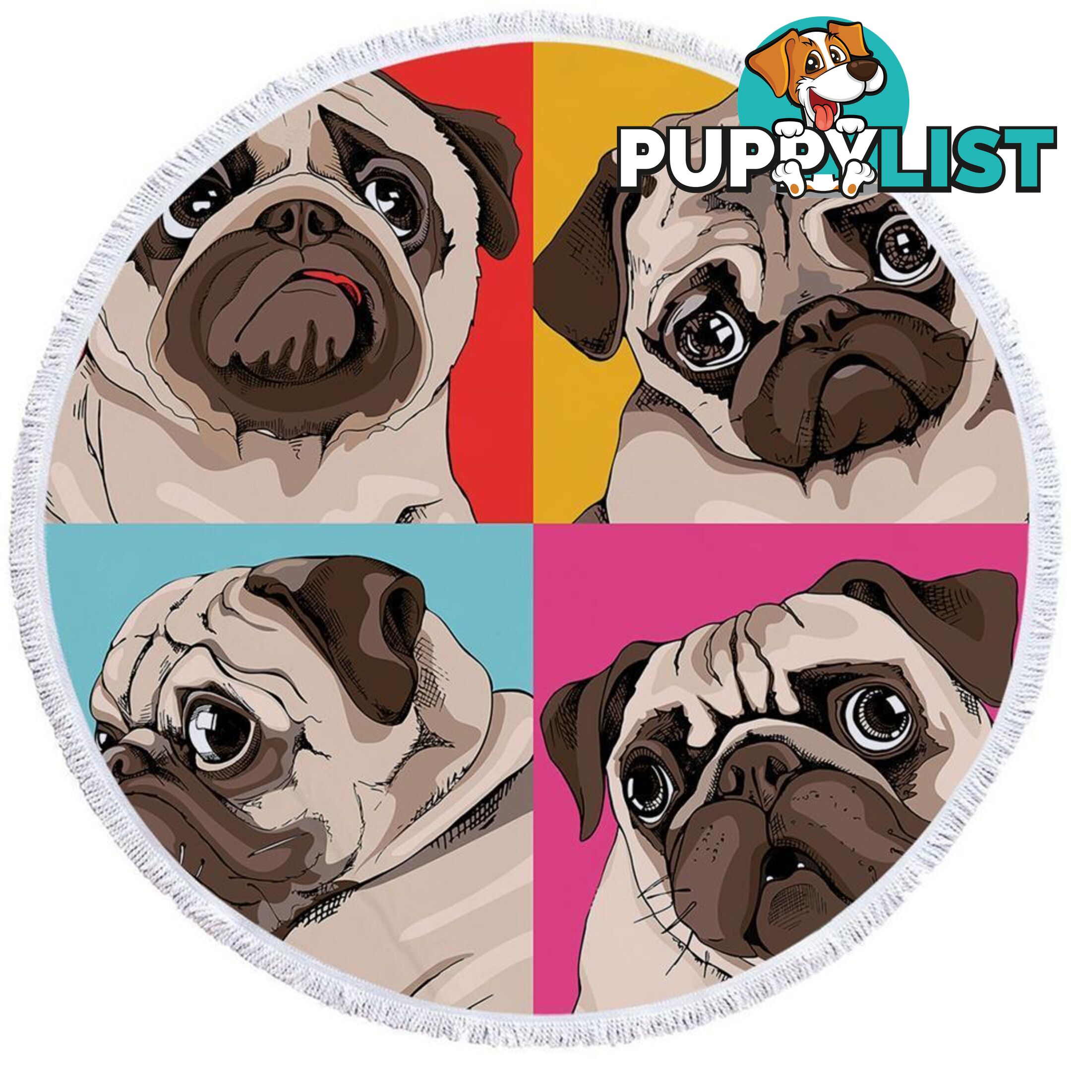 Adorable Pug Beach Towel - Towel - 7427046309998