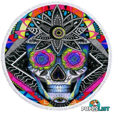 Psychedelic Roses Eyes Skull Beach Towel - Towel - 7427046314824